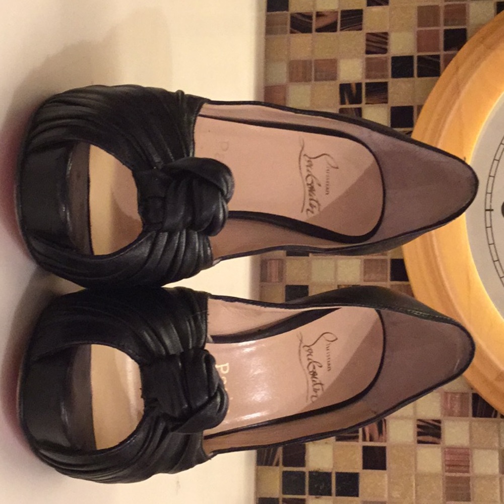 Christian Louboutin black leather knot heels